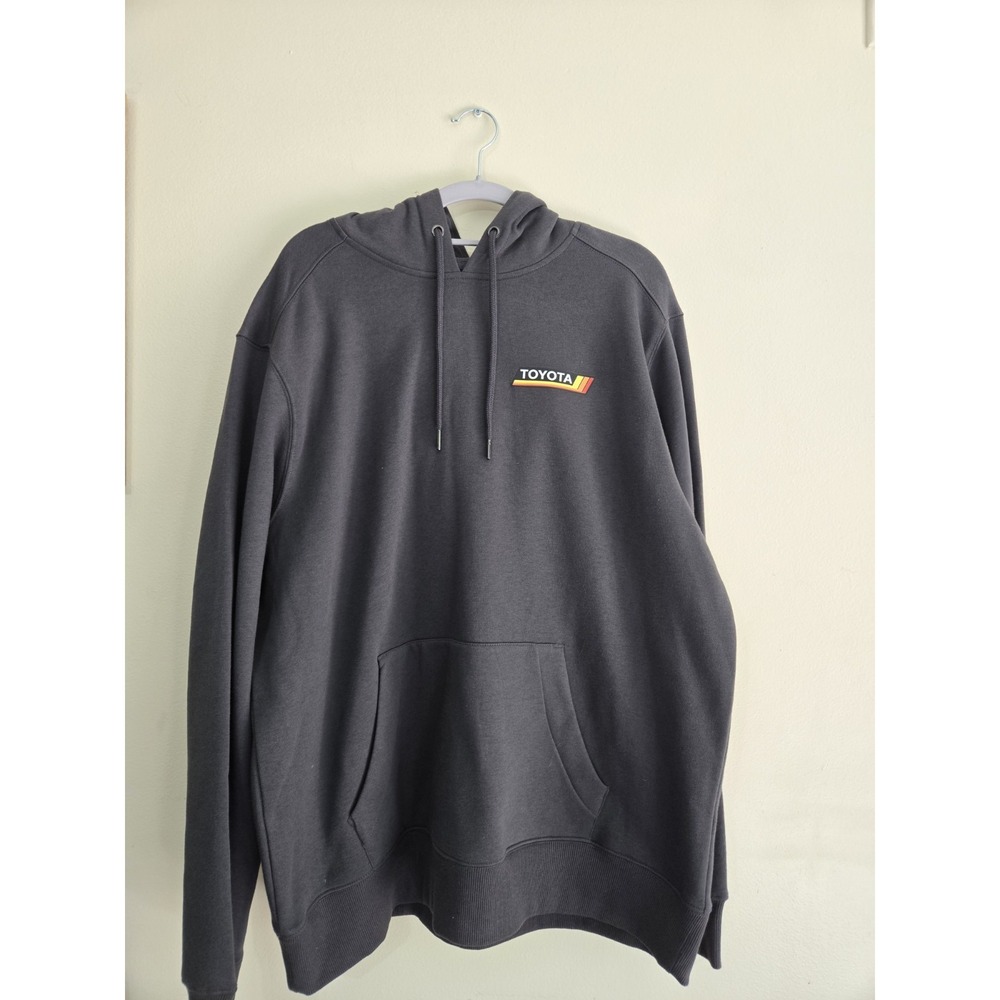 Retro TOYOTA logo District Charcoal Gray Hoodie Rare XL Mens